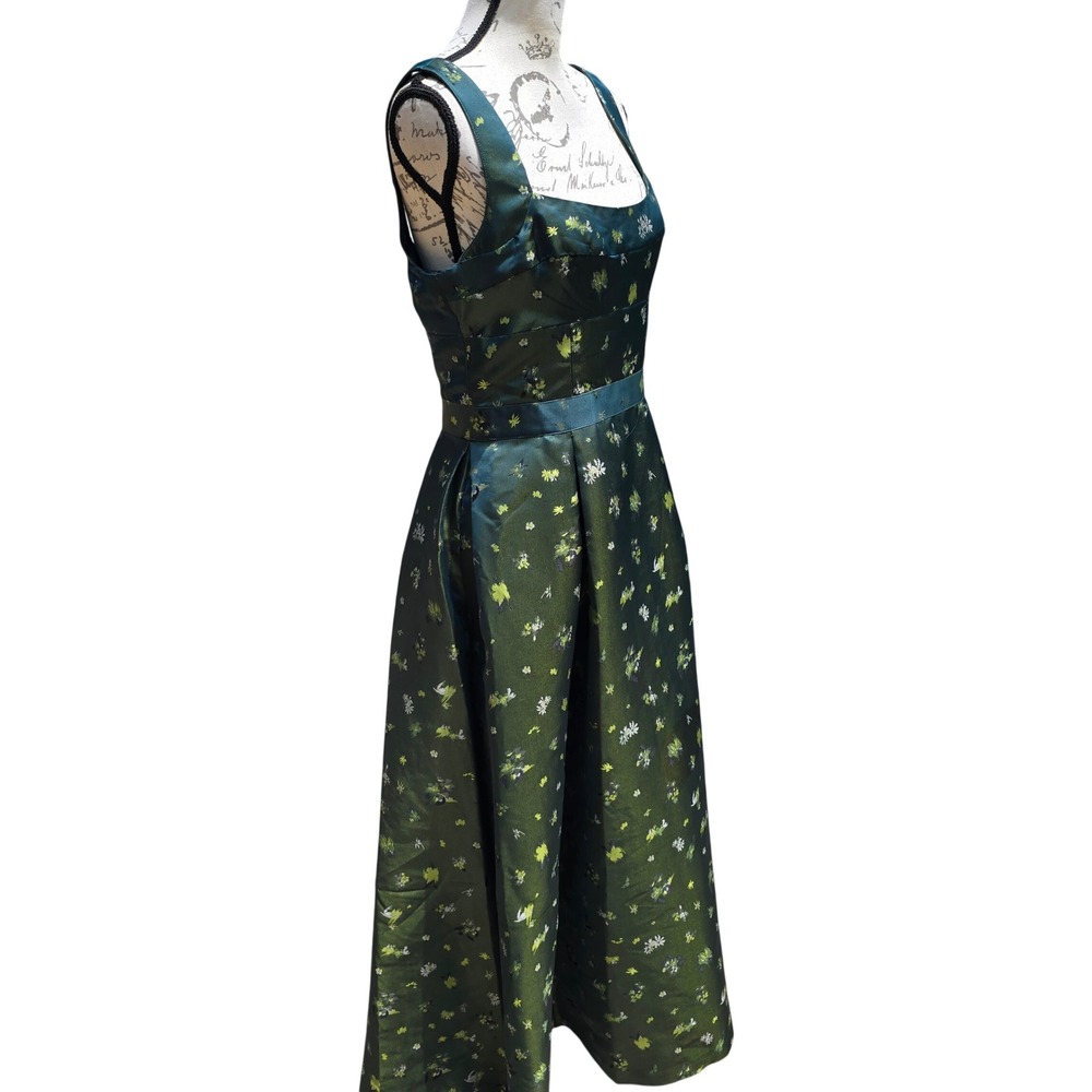Chelsea28 NWT Green Floral Jacquard Square Neck Maxi Dress CH515813MI Small - Picture 9 of 13